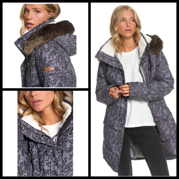 💕ROXY💕 Ellie Waterproof Snow Jacket ~ Grey Print - Picture 3 of 16